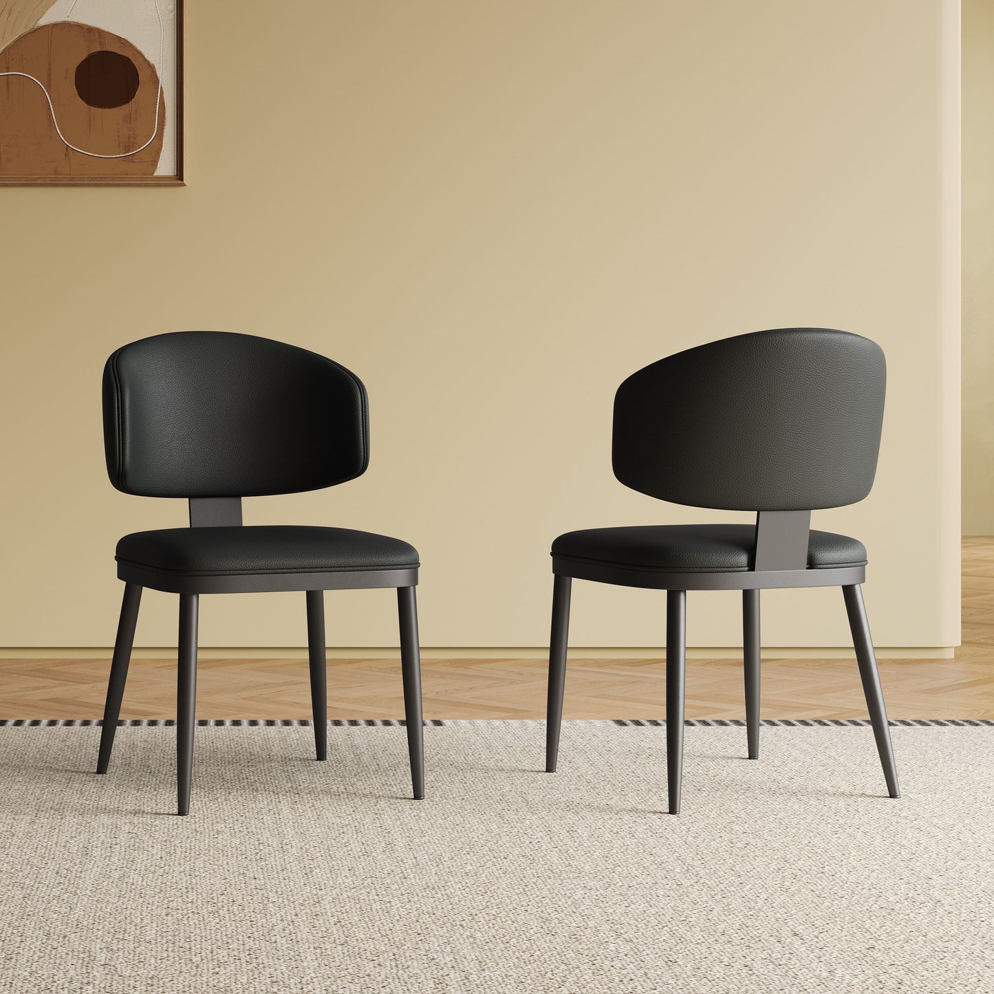 Modern Design Dining Chairs (Set of 2) - Black