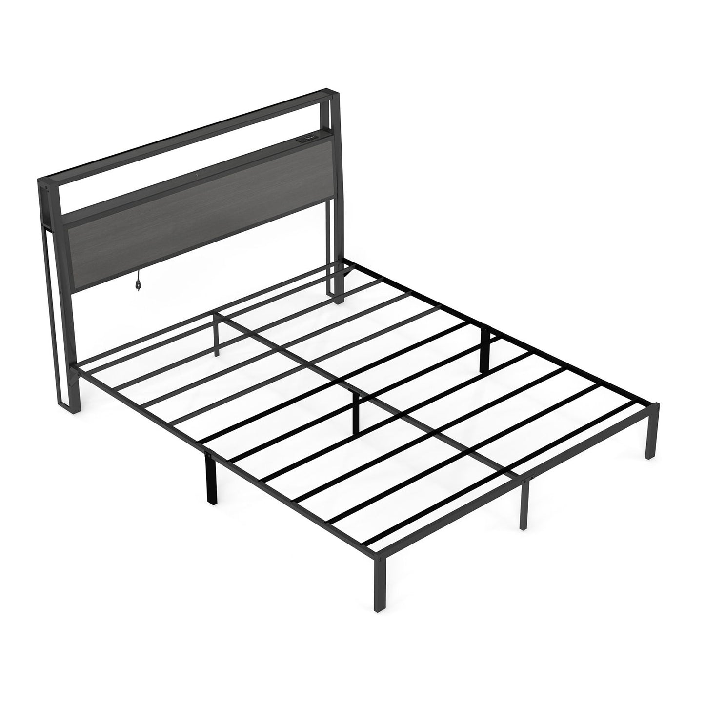 Bed Frame With Headboard, LED Lights & Charging Station