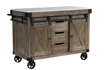 Alforvott - Weathered Kitchen Island - Gray / Marble