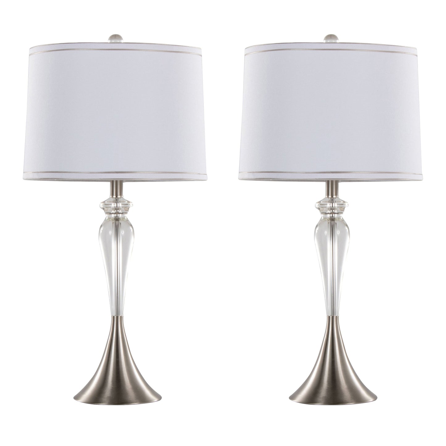 Ashland - Contemporary Crystal Table Lamp (Set of 2) - Clear Crystal / Nickel / White