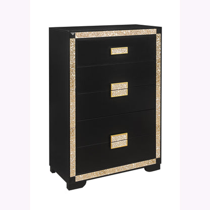 Lively - Chest With Glitter Detail And Thick Bar Handle Hardware - Black