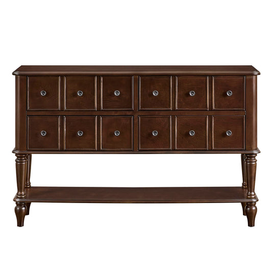 Console Table, Entryway Sofa Table With 4 Storage Drawers And Open Shelf - Espresso