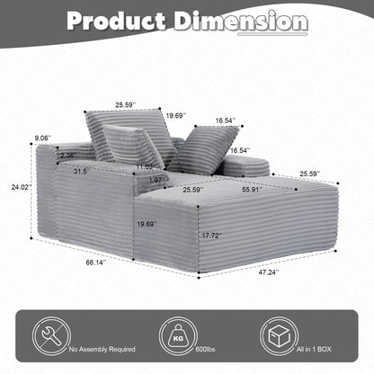 Oversized Chaise Lounge Chair Cozy Cloud Couch With 3 Throw Pillows And Wide Armrest