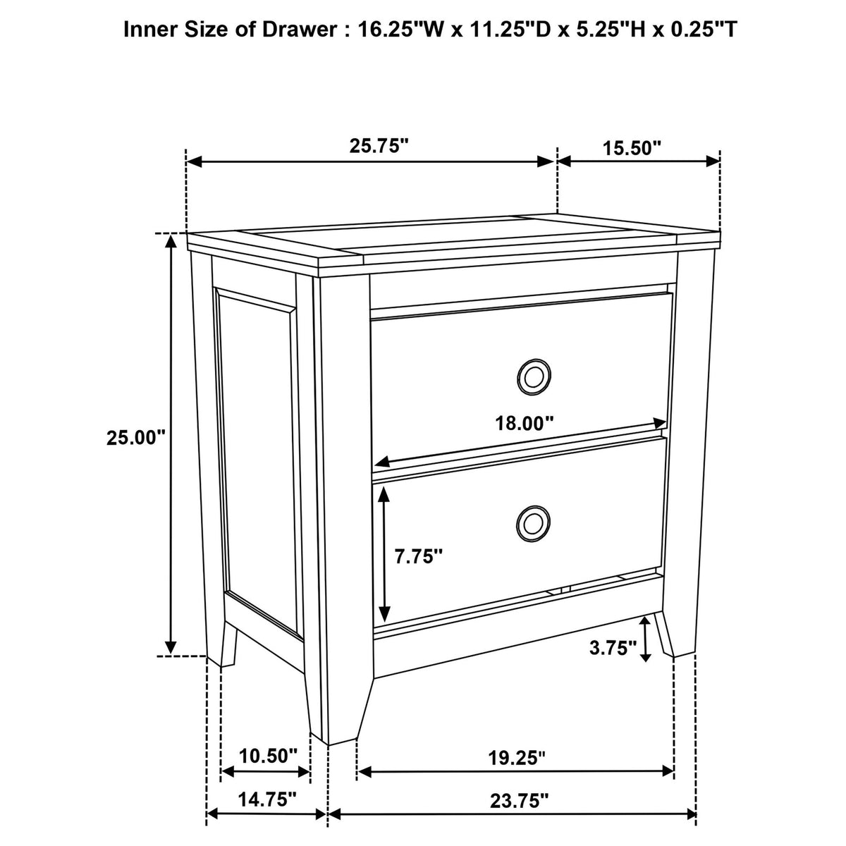 Pelton - 2 Drawer Nightstand - Oak