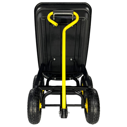 Garden Dump Cart With Steel Frame Outdoor Wagon With 10" Pneumatic Tires, 55L Capacity - Black