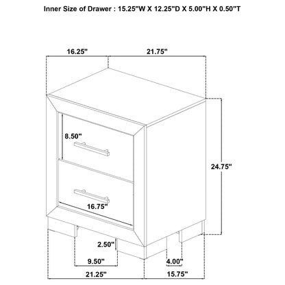 Merritt - 2 Drawer Nightstand - Light Oak
