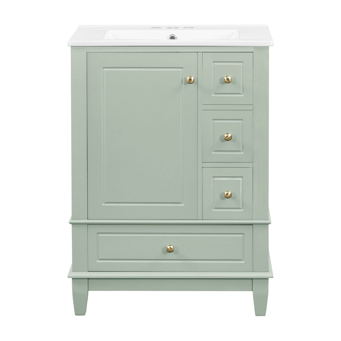 Modern Bathroom Vanity With Sink, Freestanding Cabinet With Drawers And Storage Shelves