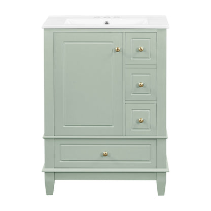 Modern Bathroom Vanity With Sink, Freestanding Cabinet With Drawers And Storage Shelves