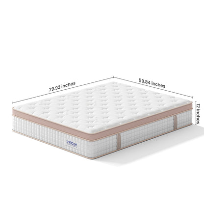 Snooze Mattress Company Harmony - 12" Euro Top Firm Hybrid Mattress With Independently Encased Coils & Gel Memory Foam