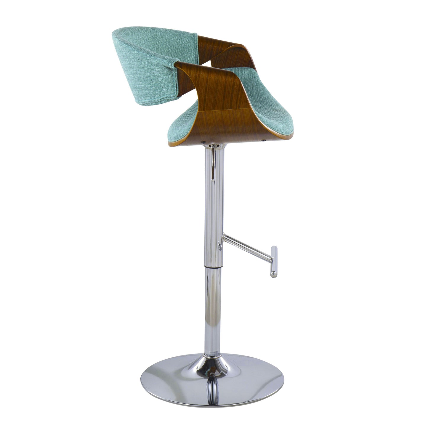 Curvo - Mid Century Modern Adjustable Barstool With Swivel With Straight T Footrest