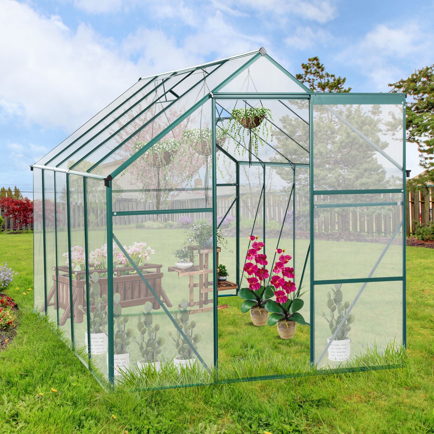 Polycarbonate Greenhouse Raised Base And Anchor Aluminum Heavy Duty Walk-In Greenhouses For Outdoor Backyard In All Season