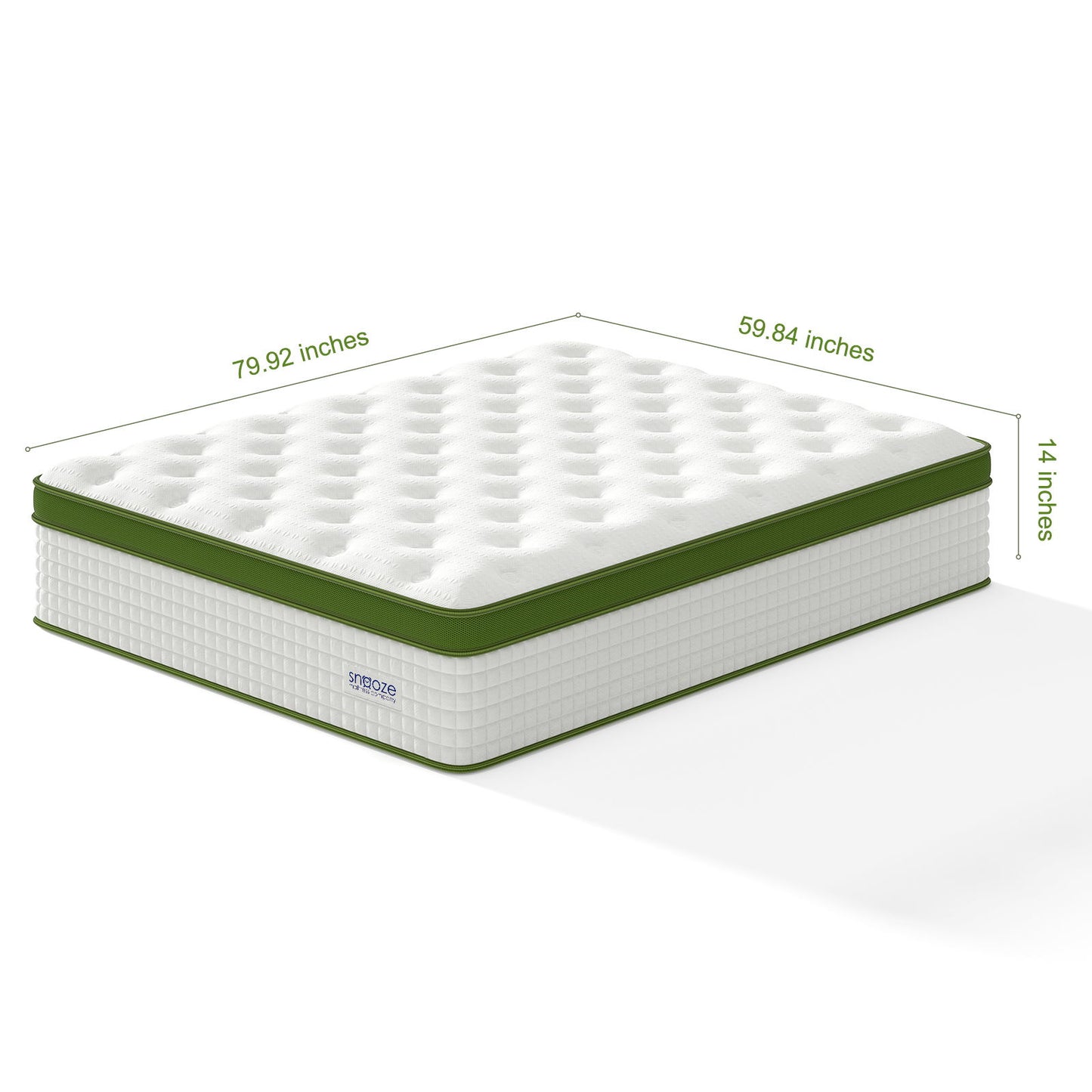 Snooze Mattress Company Glacier - 14" Euro Top Medium Hybrid Mattress With Independently Encased Coils & Gel Memory Foam