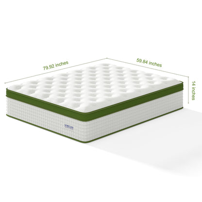 Snooze Mattress Company Glacier - 14" Euro Top Medium Hybrid Mattress With Independently Encased Coils & Gel Memory Foam