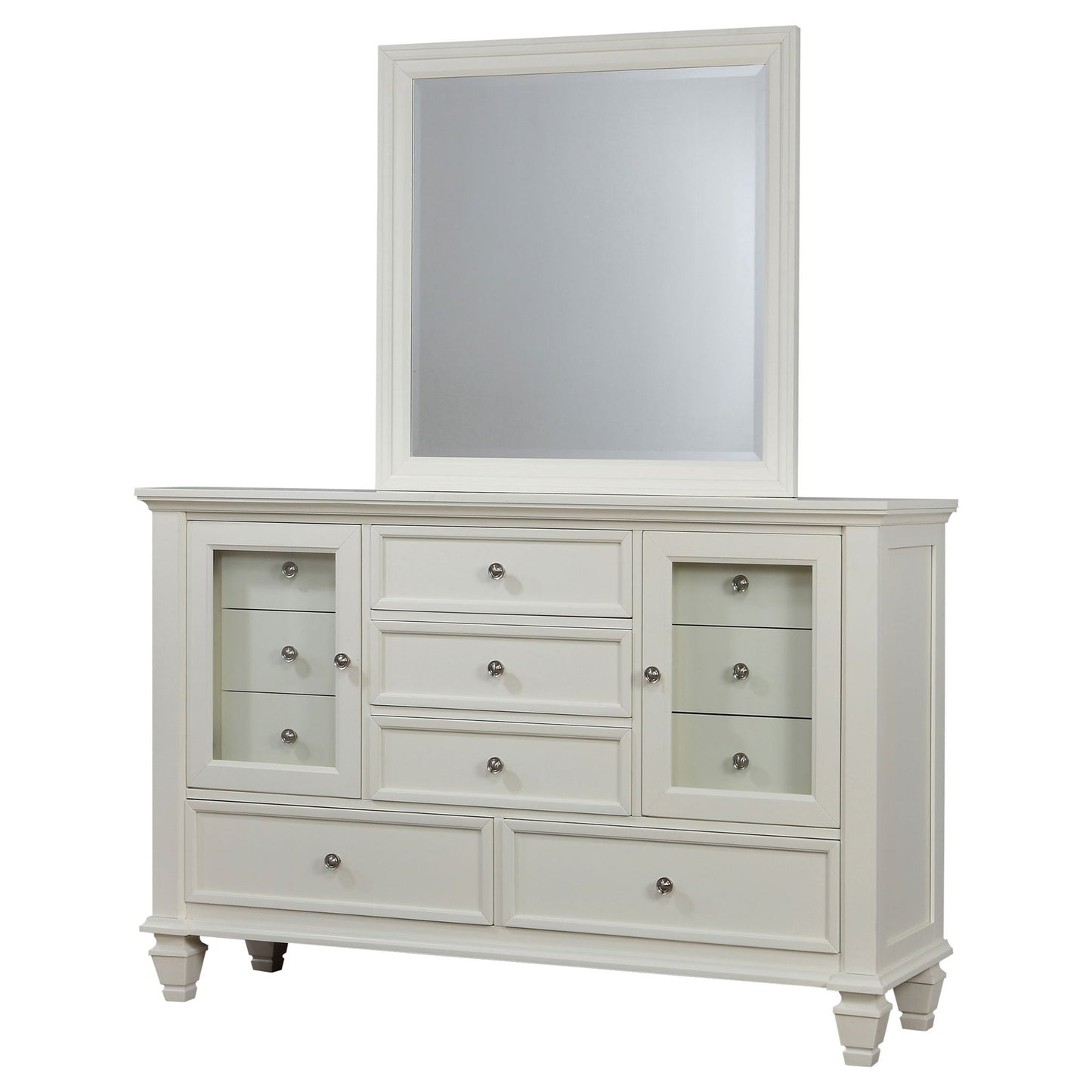 Dennis - 11 Drawer Dresser With Mirror - Cream White
