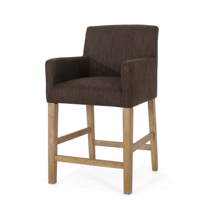 Charmed Upholstered Counter Stool With H Frame Base And Round Arms