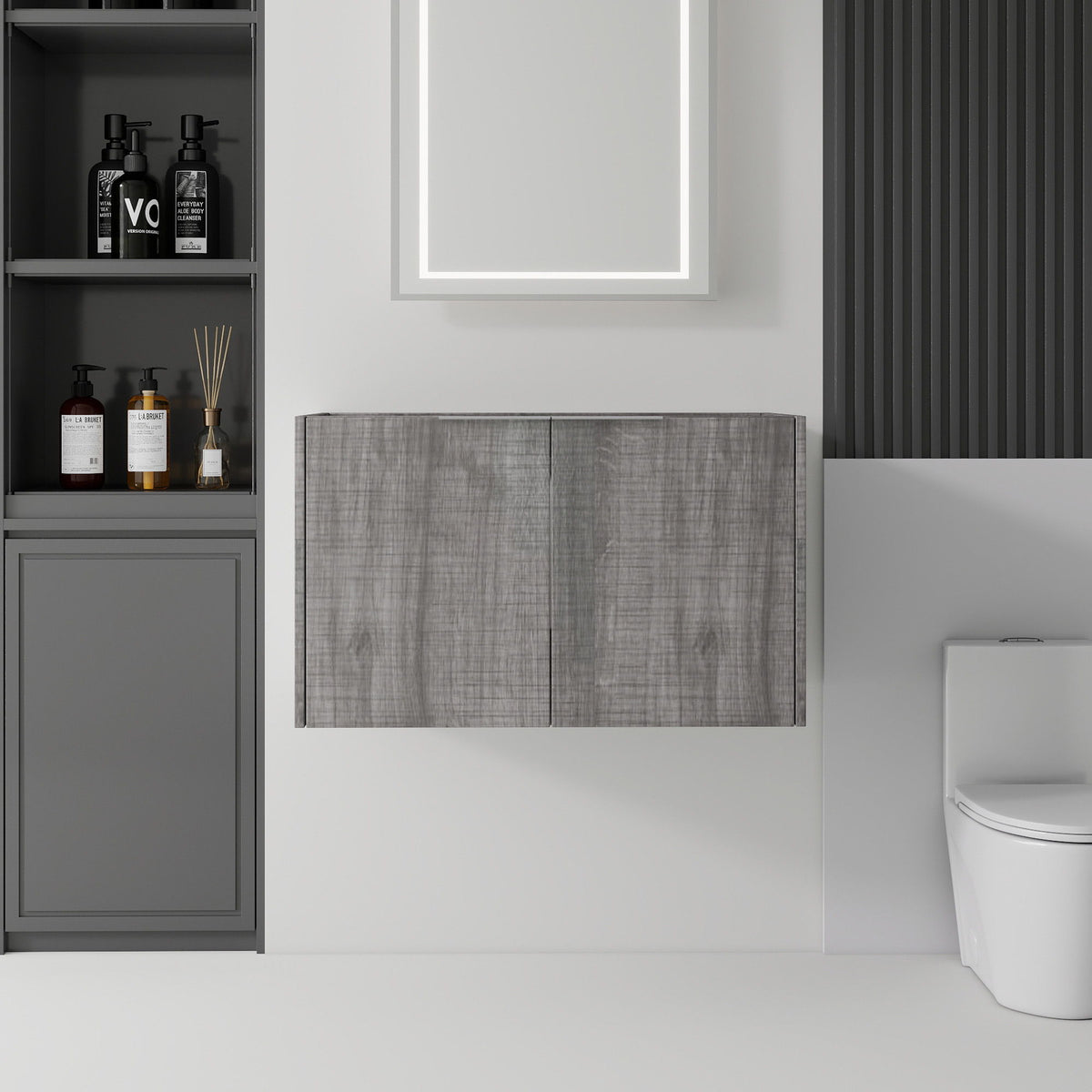 Floating Bathroom Vanity Cabinet With Soft Close Double Doors, Spacious Interior Storage, Wall Mounted, Cabinet Only