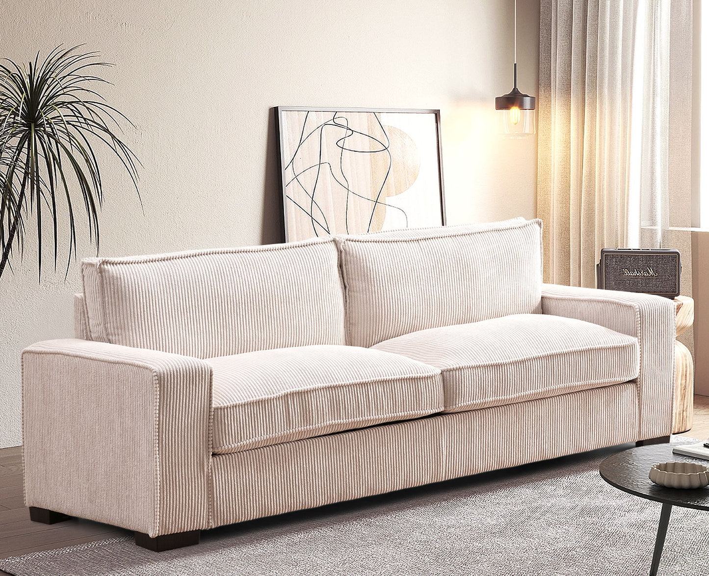 Luxe - Corduroy Sofa With Sleek Design, Spacious And Comfortable 3 Seater Couch