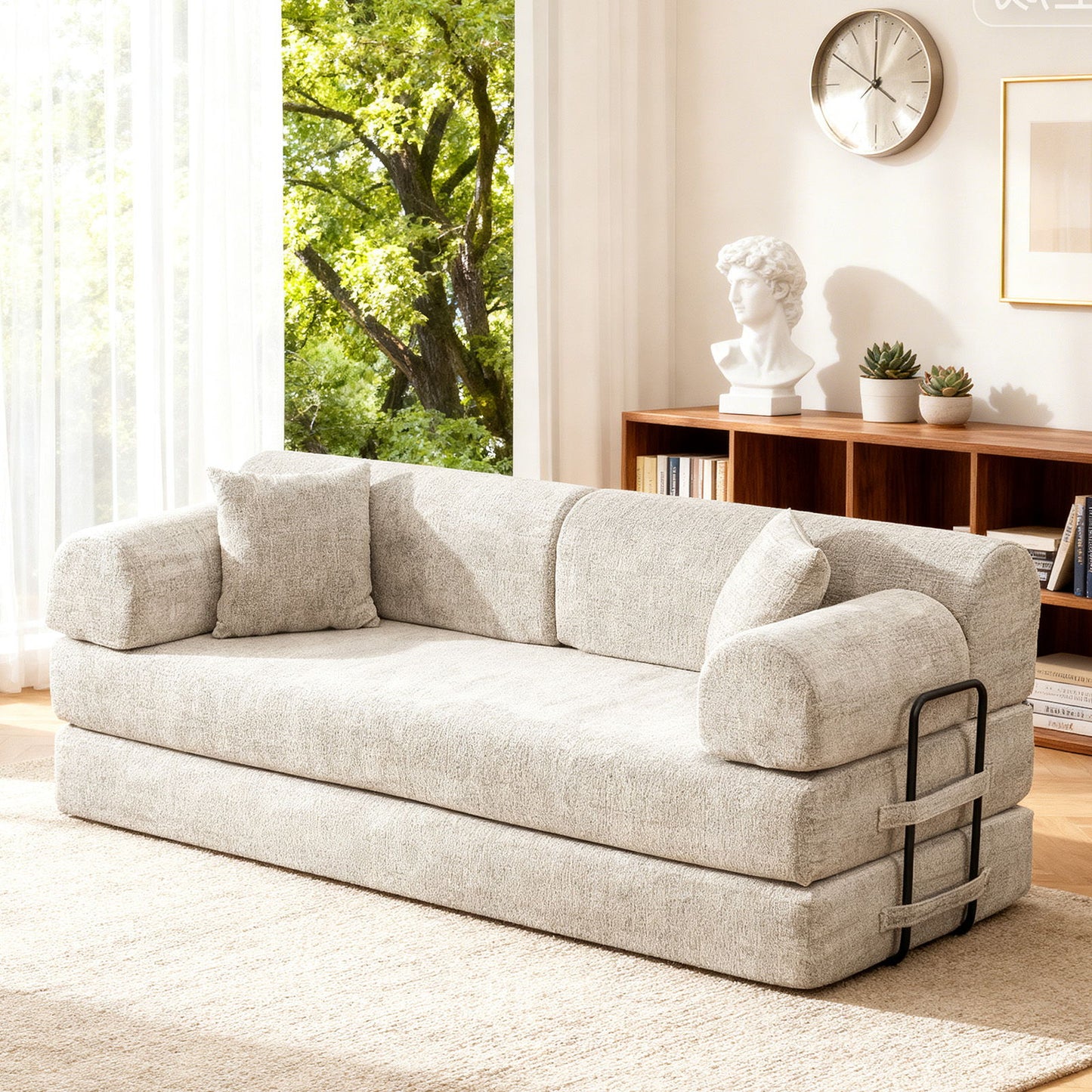 Convertible Sleeper Sofa Bed, Folding Mattress Couch - Light Camel