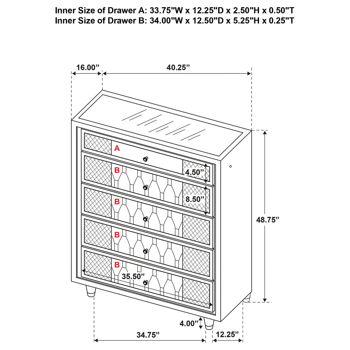 Mika - 5 Drawer LED Chest