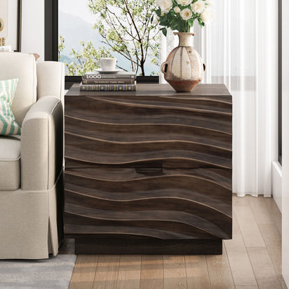 Nightstand With 2 Drawers, No Handles