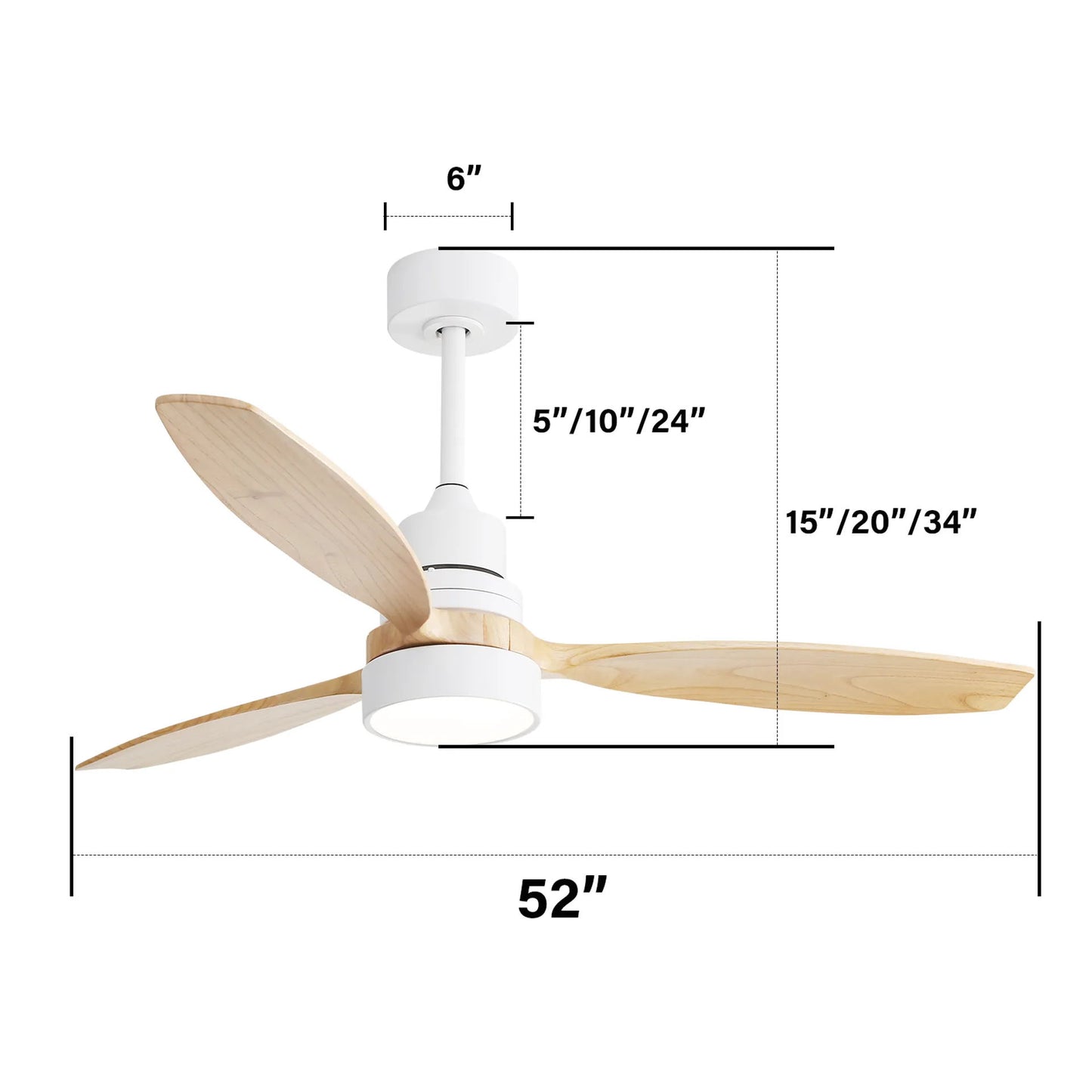 Indoor Ceiling Fan With Dimmable LED Light, 6 Speed Remote ControlLED DC Motor, Reversible Blades