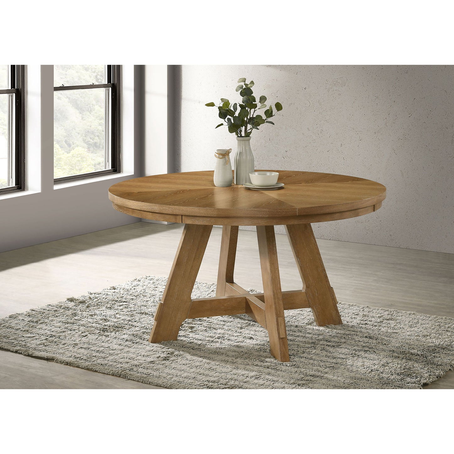 Kent - Round Dining Table - Brown Oak