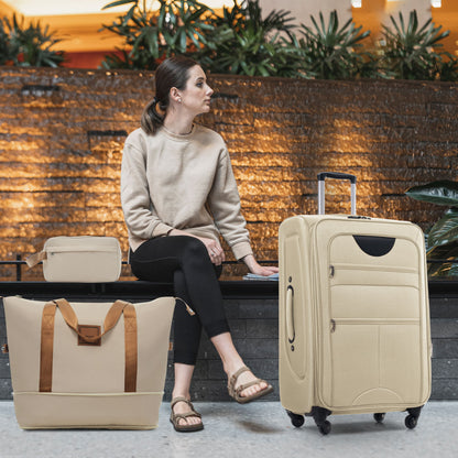 Softside Luggage Expandable Set With Duffel Bag Upright Spinner