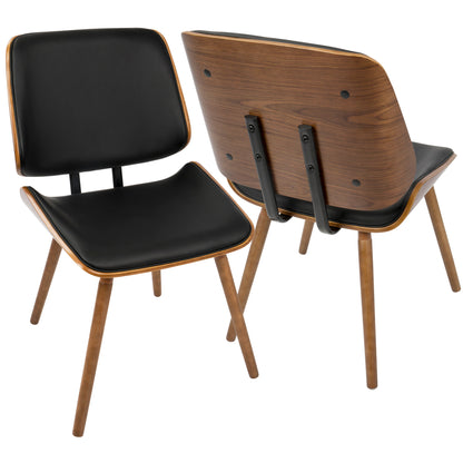 Lombardi - Mid-Century Modern Dining / Chair (Set of 2) - Walnut / Black