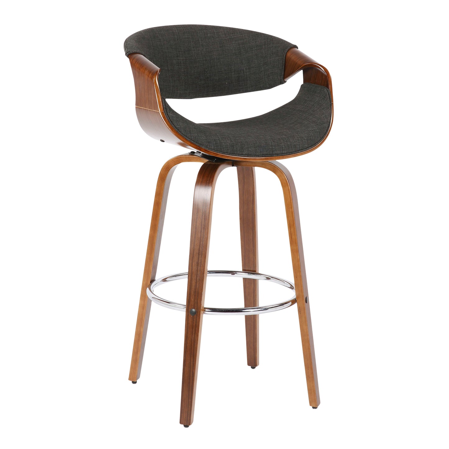 Curvini Mid - Century Modern Fixed Height Barstool With Swivel (Set of 2)