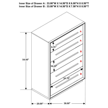 Prescott - 5 Drawer Chest - Brown
