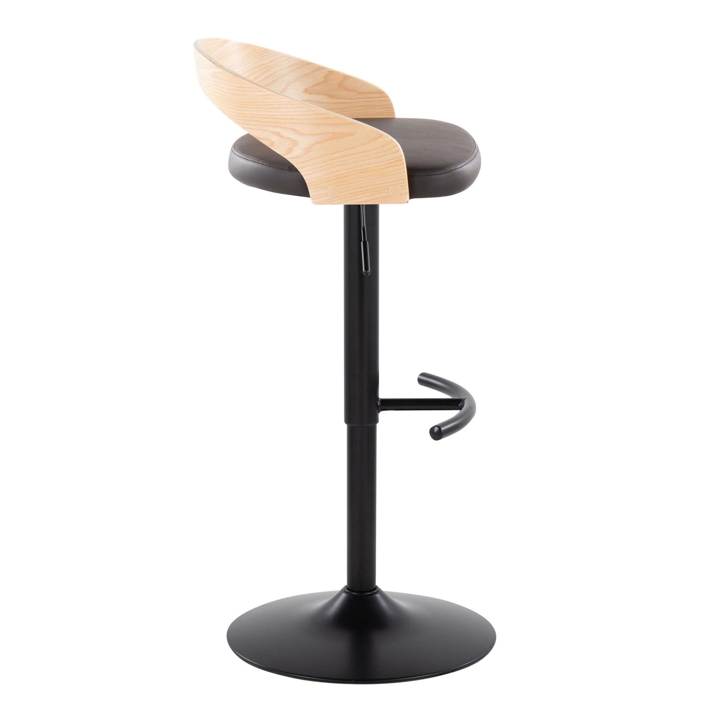 Grotto - Contemporary Adjustable Barstool With Swivel & Rounded T Footrest (Set of 2)