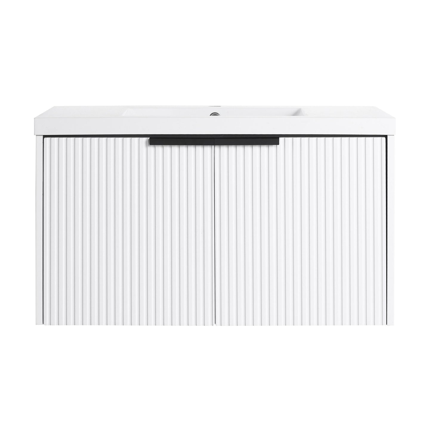 Contemporary Wall Mounted Bathroom Vanity With Resin Double Sink