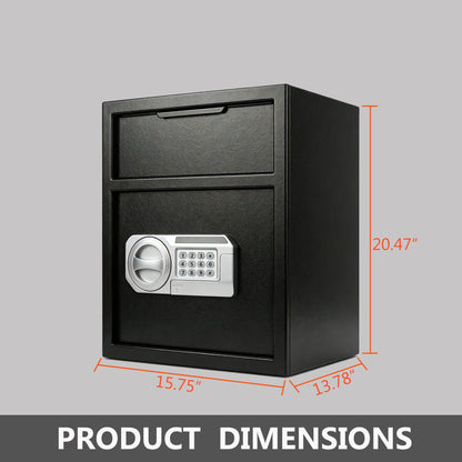 Safe With Drop Slot For Cash Deposits, Multi Scene Safe For Office - Black