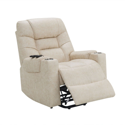 Nairi - Leather Aire Power Motion Recliner With Lift Heating Massage Function - Ivory