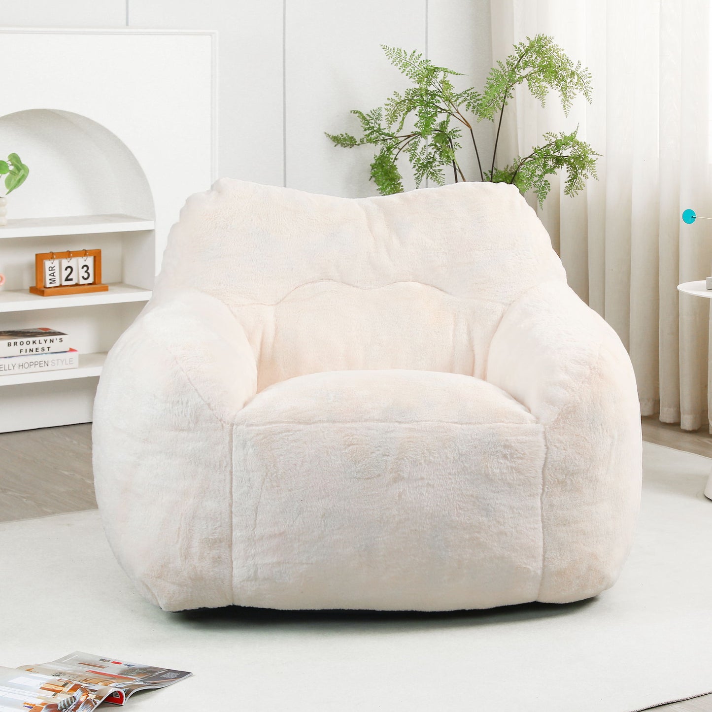 Beanbag Sofa Chair With Armrests Stuffed High Density Foam