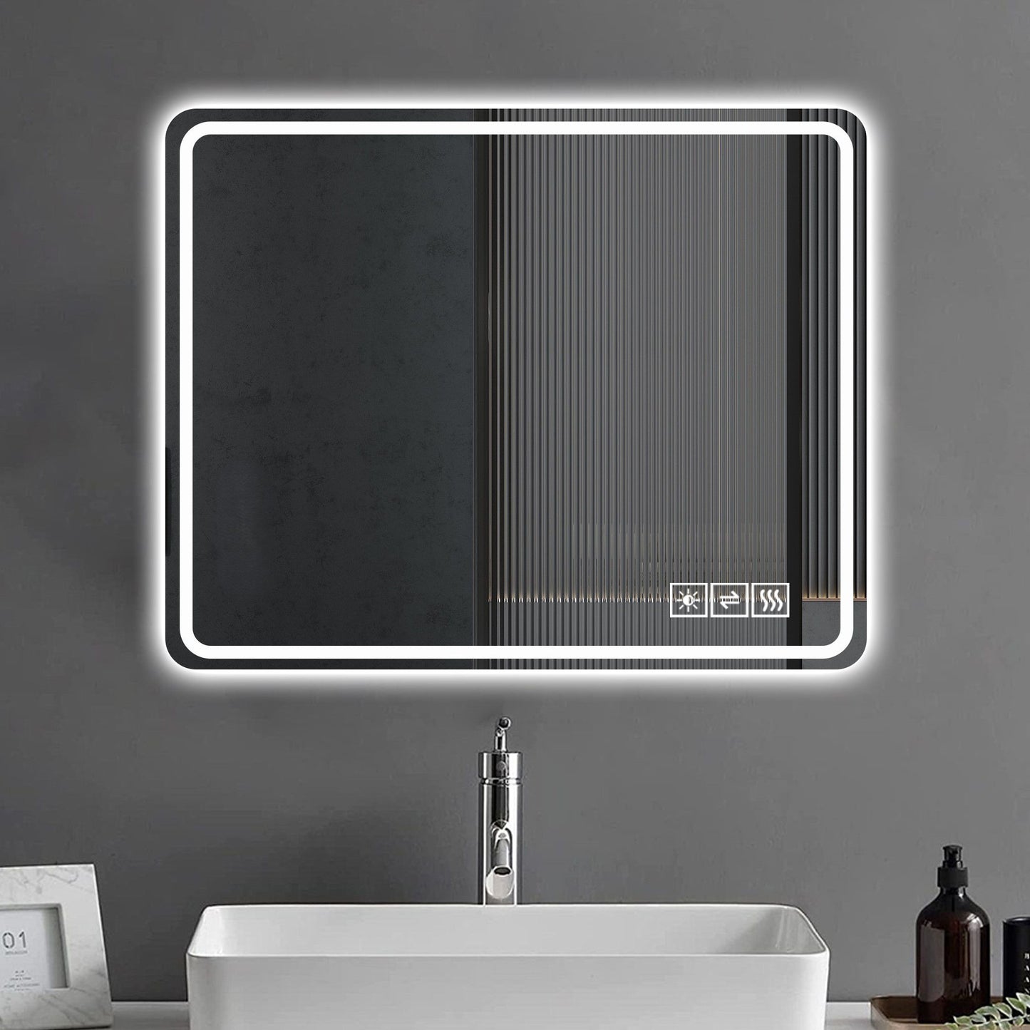 LED Bathroom Mirror Vanity Mirrors With Front Lights Wall Mounted Anti-Fog Frameless Make Up Mirror With Light Copper-Free Mirror Horizontal Or Vertical