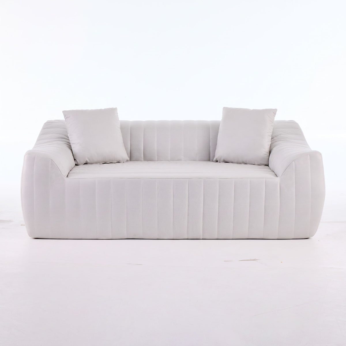 Oversized 2 Seater Loveseat With 2 Decor Throw Pillows, Deep Seat Sofa For Living Rooms