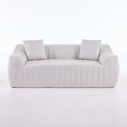 Oversized 2 Seater Loveseat With 2 Decor Throw Pillows, Deep Seat Sofa For Living Rooms