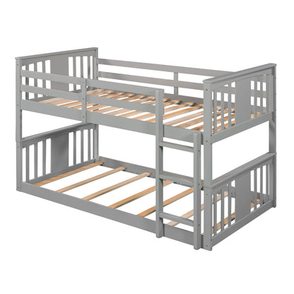 79.5" Twin Over Twin Bunk Bed With Ladder - Gray