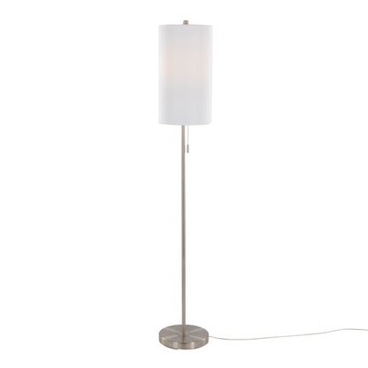 Bounty - Contemporary Floor Lamp - Nickel / White