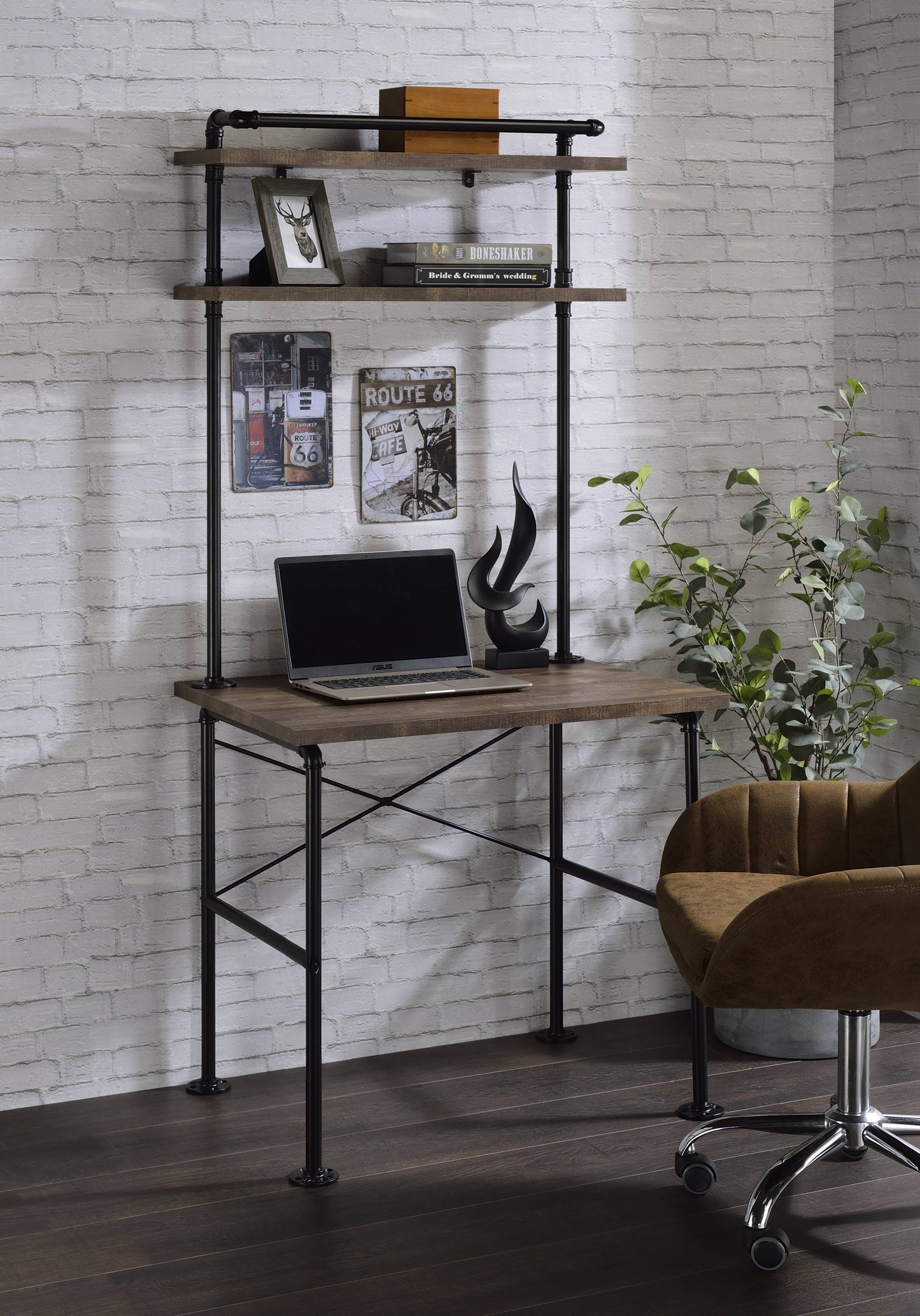 Ensata - Rustic Writing Desk - Black / Oak