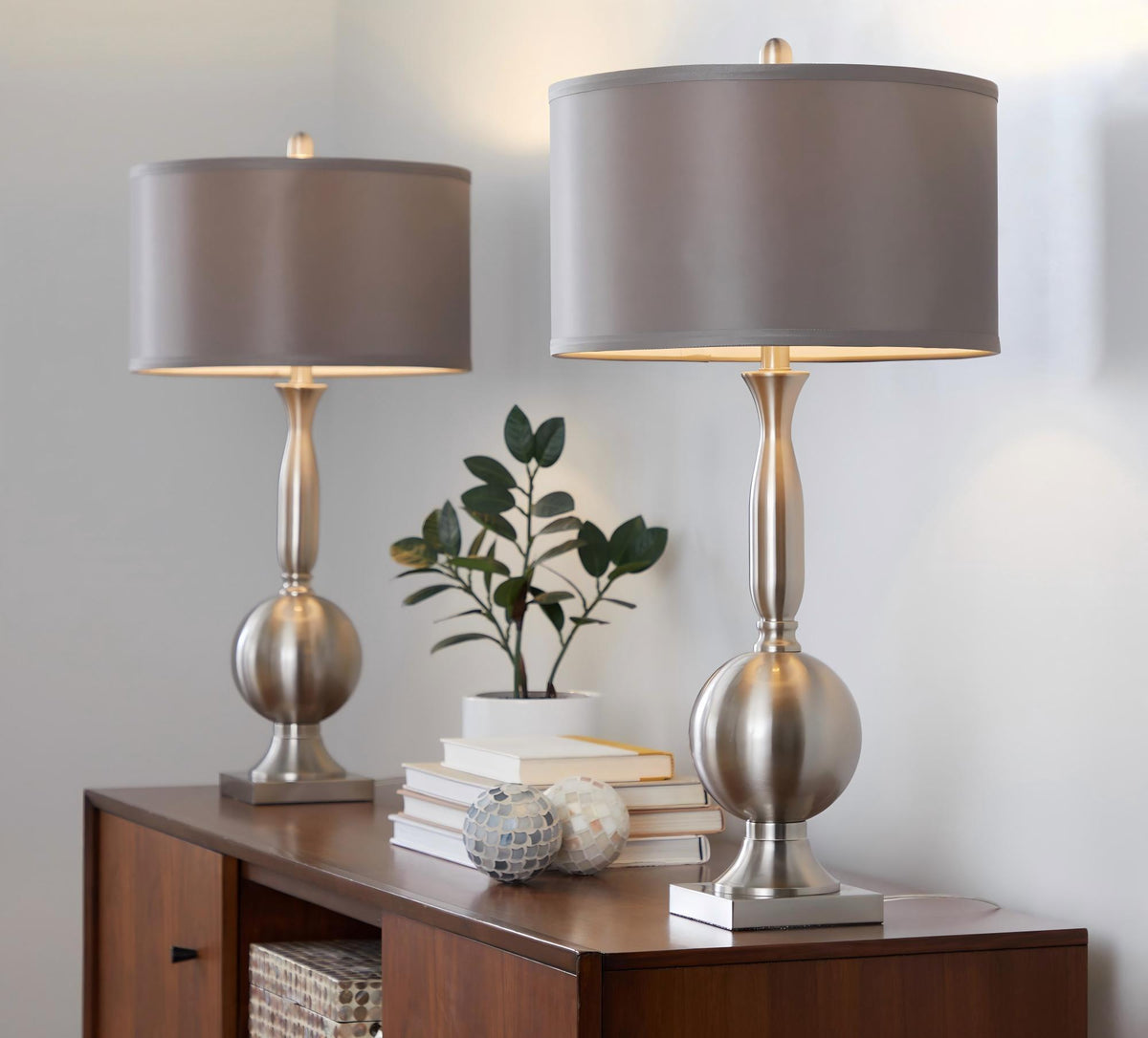 Joan - Contemporary Table Lamp (Set of 2) - Brushed Nickel