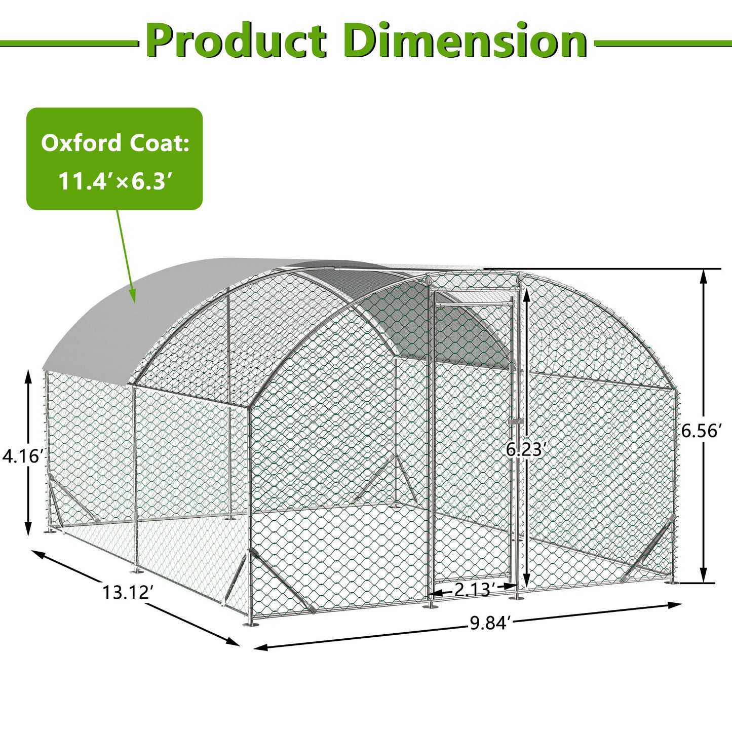 Large Chicken Coop Metal Chicken Run With Waterproof And Anti-Uv Cover, Dome Shaped Walk-In Fence Cage Hen House For Outdoor And Yard Farm Use, 1" Tube Diameter