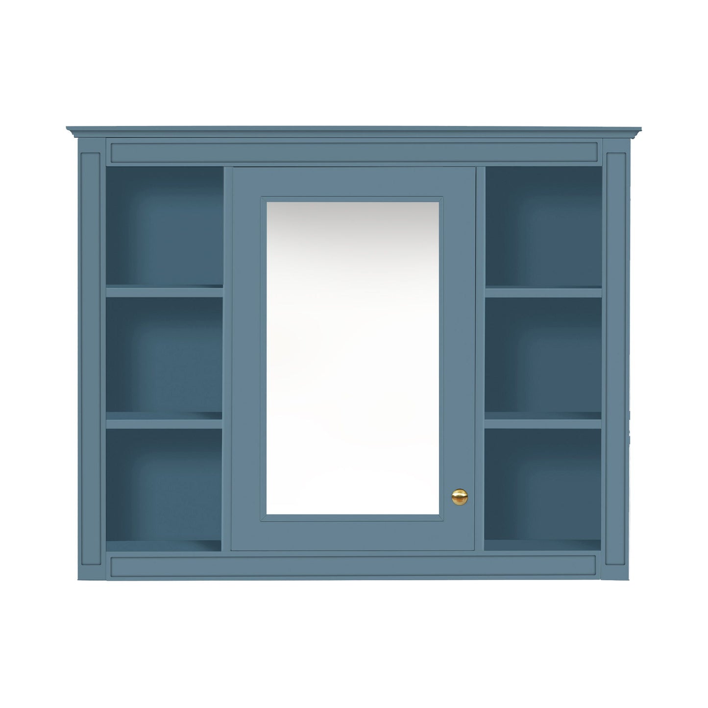 Wall Mounted Medicine Cabinet With Mirror, Storage Cabinet Featuring 6 Open Shelves And Adjustable Interior