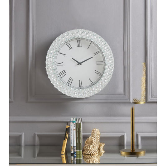 Lantana - Wall Clock - Mirrored & Faux Crystals