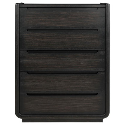 Leandro - 5-Drawer Bedroom Chest Of Drawers - Burnished Black