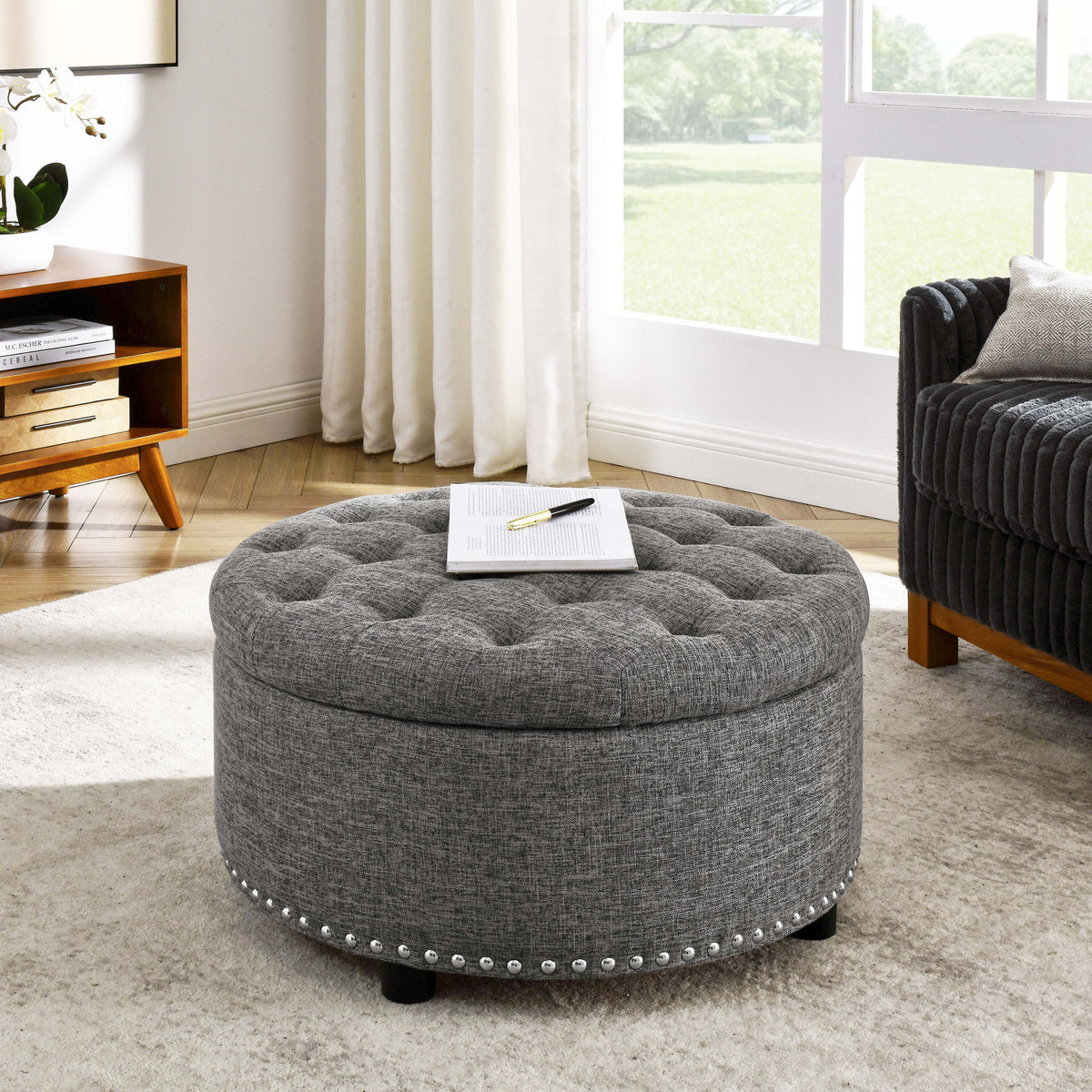 Tufted Storage Ottoman With Upholstery