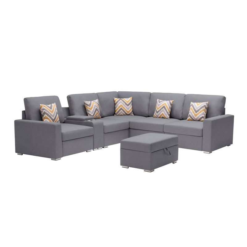 Nolan - 7 Piece Sectional Sofa With Pillows And Interchangeable Legs