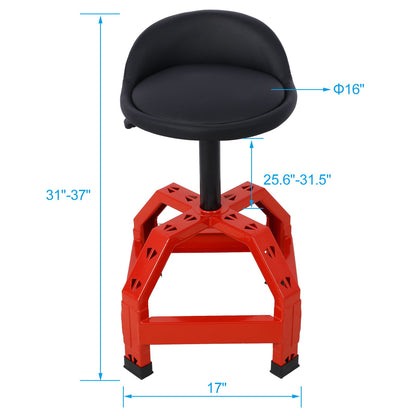 Pneumatic 360 Degree Swivel Stool, Mechanics Rolling Creeper Seat, Heavy Duty Mechanics Stool