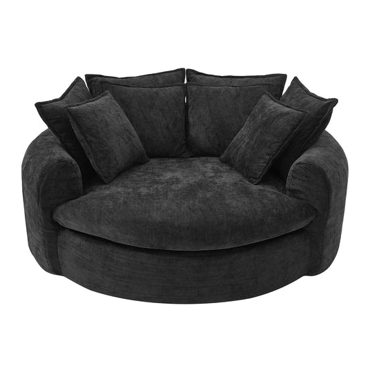 Modern Round Chaise Sofa With 8 Throw Pillows